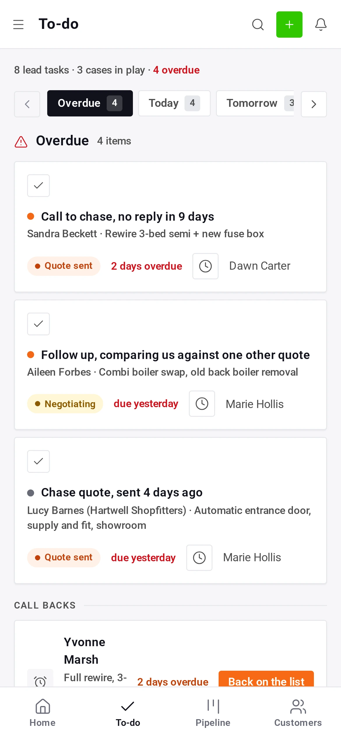 The To-do list on a phone